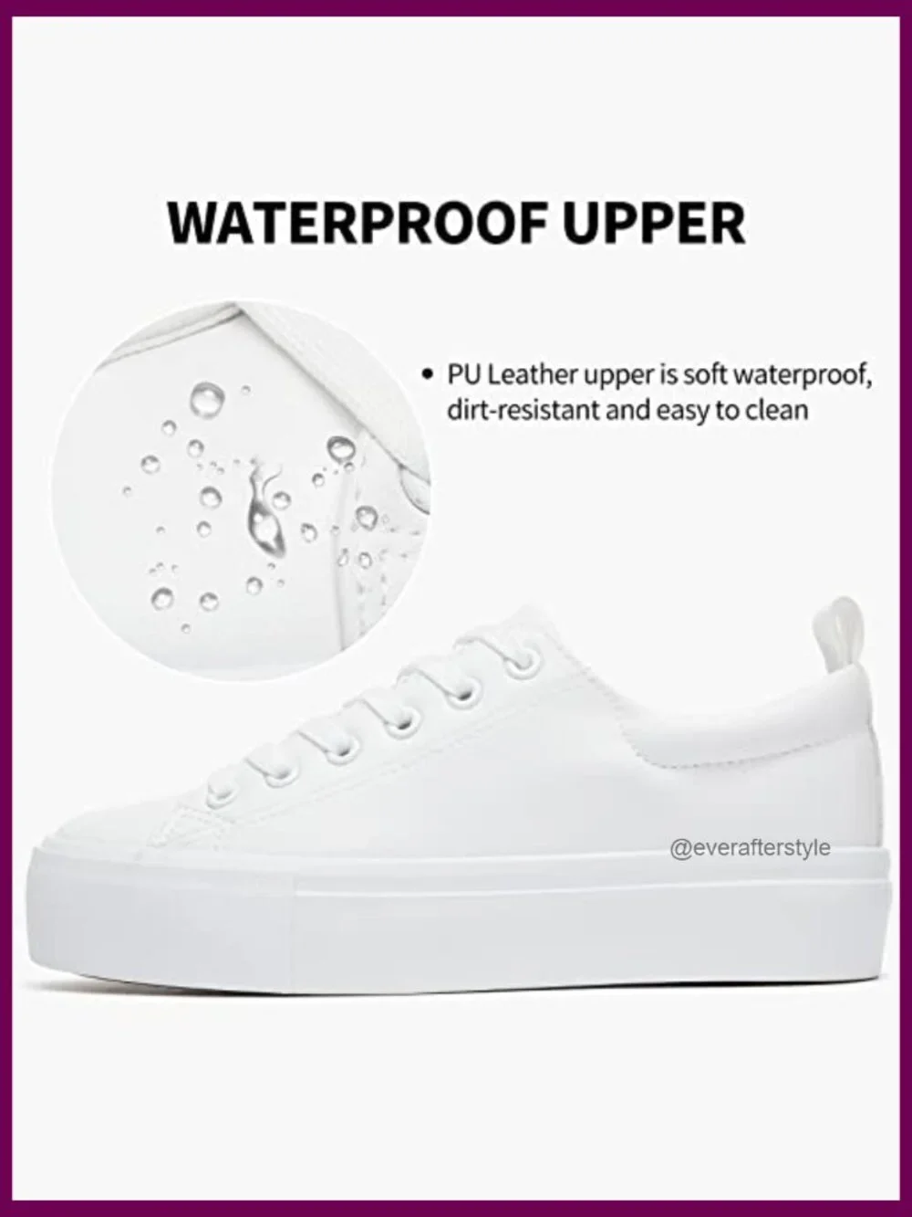 PU Leather Platform Sneakers Lace Up Casual Walking Shoes - Picture 5 of 7